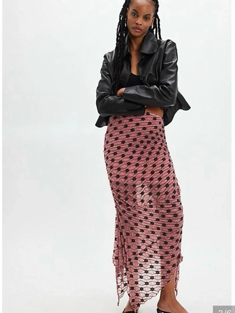 FREE PEOPLE Margot Convertible Maxi Skirt Dress Asymmetrical Pink Black Size XS